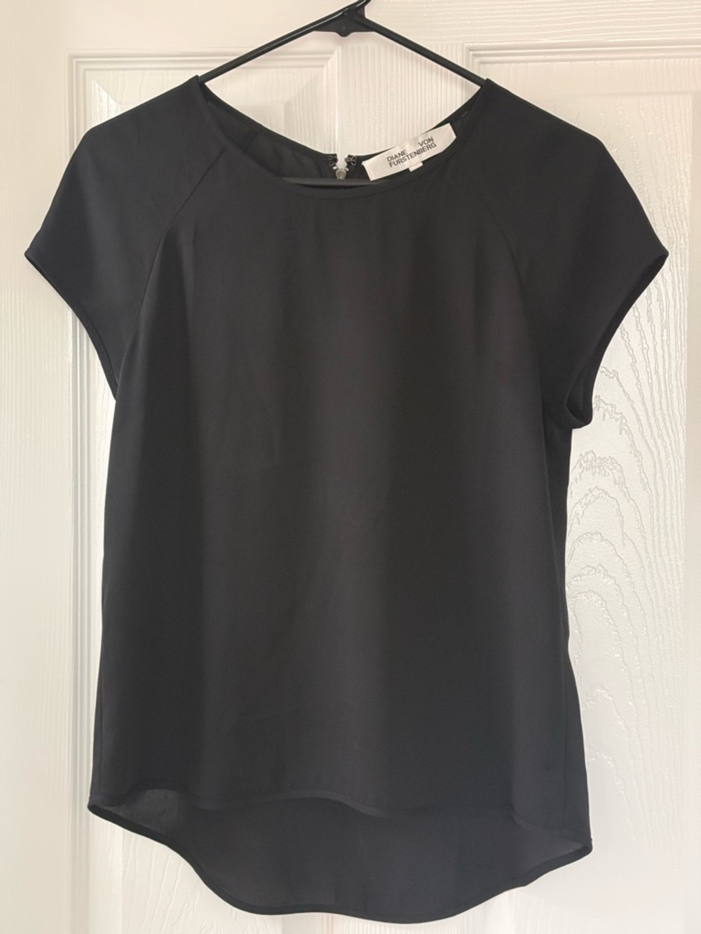 Diane Von Furstenberg Black Short-Sleeve polyester Blouse